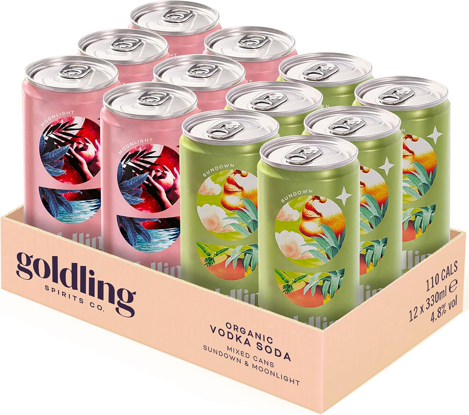 Goldling Organic Vodka Soda Pre Mixed Cocktail Cans 12 Mixed Pack