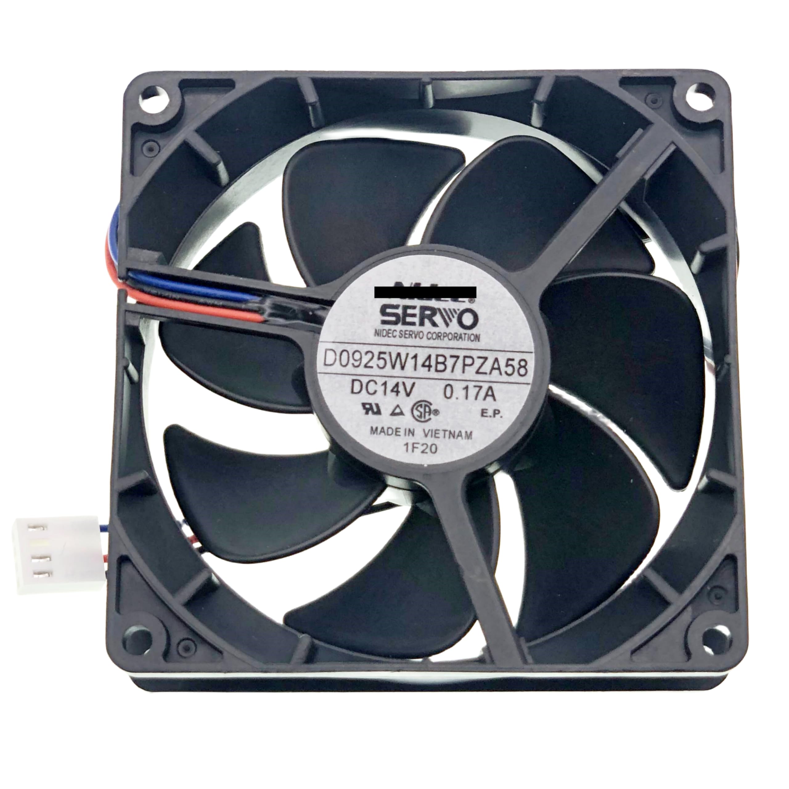 Ventilador de refrigeración para D0925W14B7PZA58 DC14V 0.17A 9225 Ventilador de refrigeración silencioso impermeable 3 cables Tamaño: 92 x 92 x 25 mm
