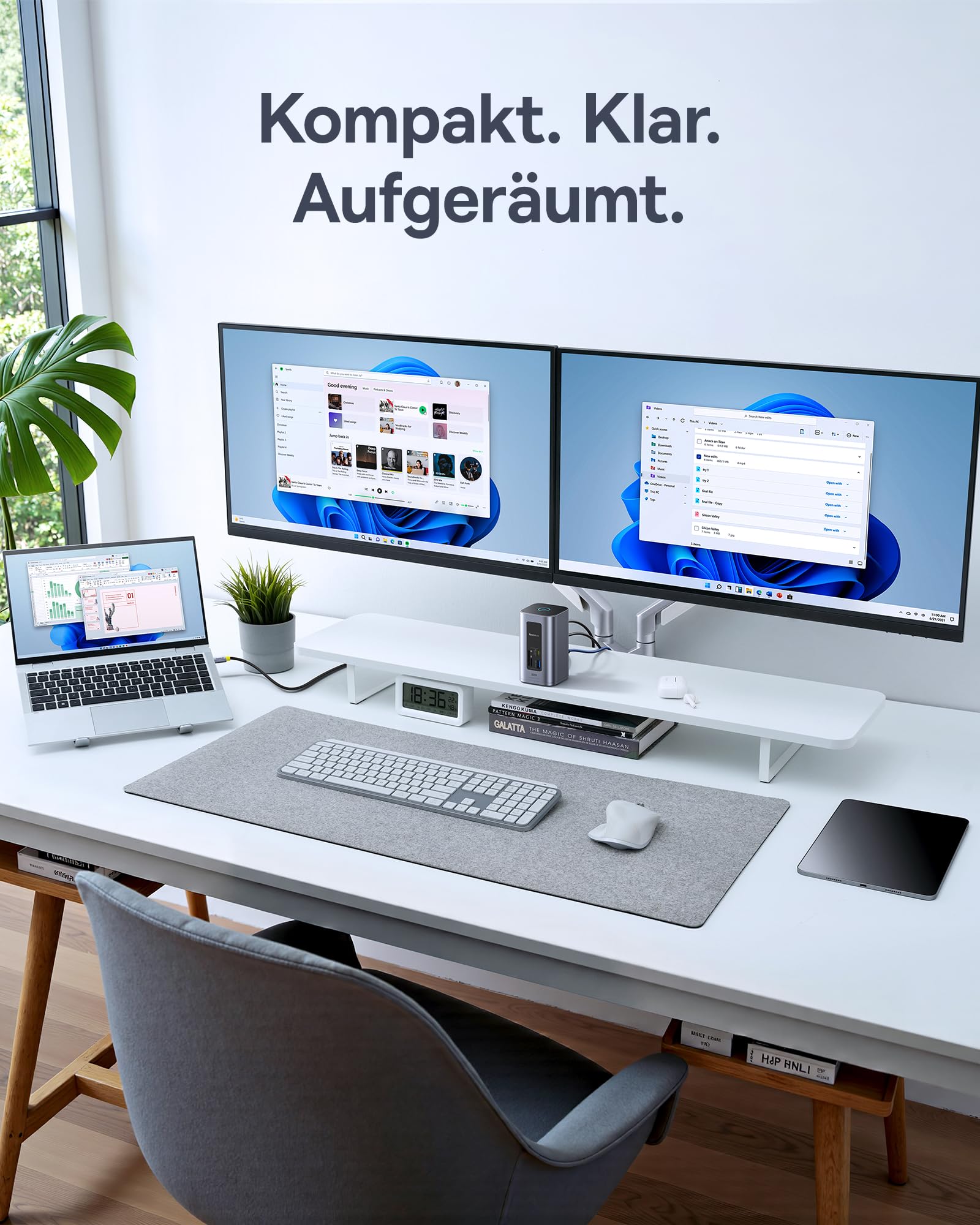 Baseus Nomos Air 12 in 1 Docking Station Dockingstation 2 Monitore für Windows, mit 4K HDMI, 10Gbps USB-C/A, SD/TF, 100W PD, Gigabit Ethernet, Kompatibel für Laptop HP/Lenovo/Dell/Acer