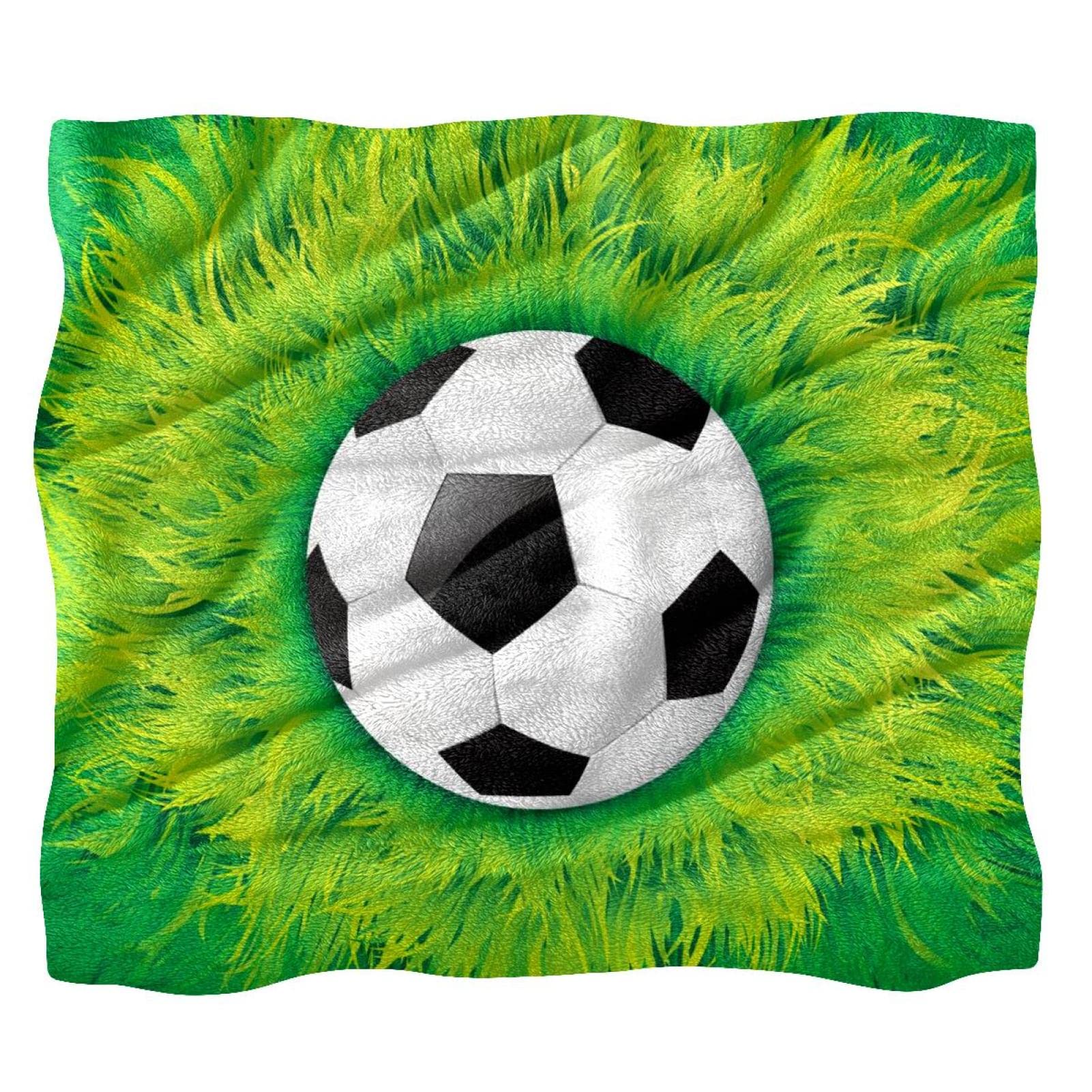 Couverture polaire football 150x200cm plaid vert