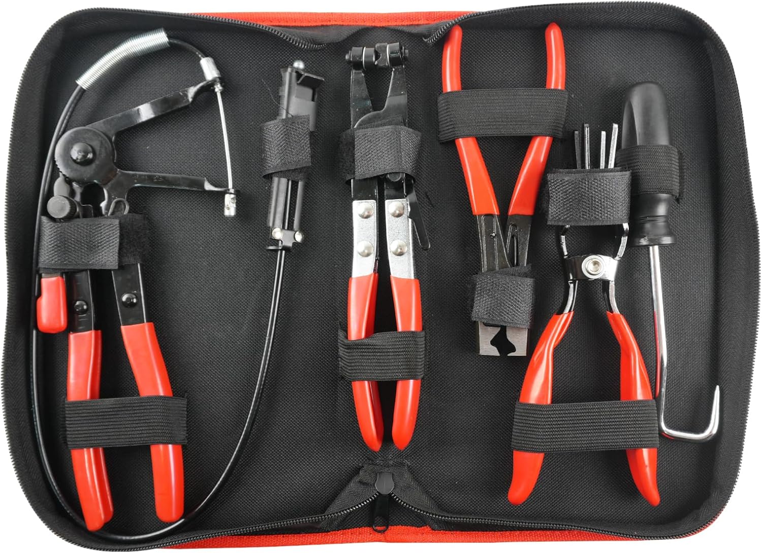 5PCS Wire Long Reach Hose Clamp Pliers Set Fuel Oil Water Hose Auto Tools, Long Reach Wire Pliers, Hose Clamp Tool for Auto Maintenance with Storage Cas