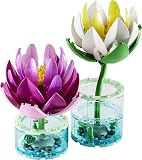 LEGO Botanicals Water Lilies - Faux Flowers Set w/ 2 Artificial Potted Plants in Transparent Vases - DIY Kids' Beroom Decor - Gift for 9+ Year Old Girls & Adult Flower Lovers - 11511 - 2