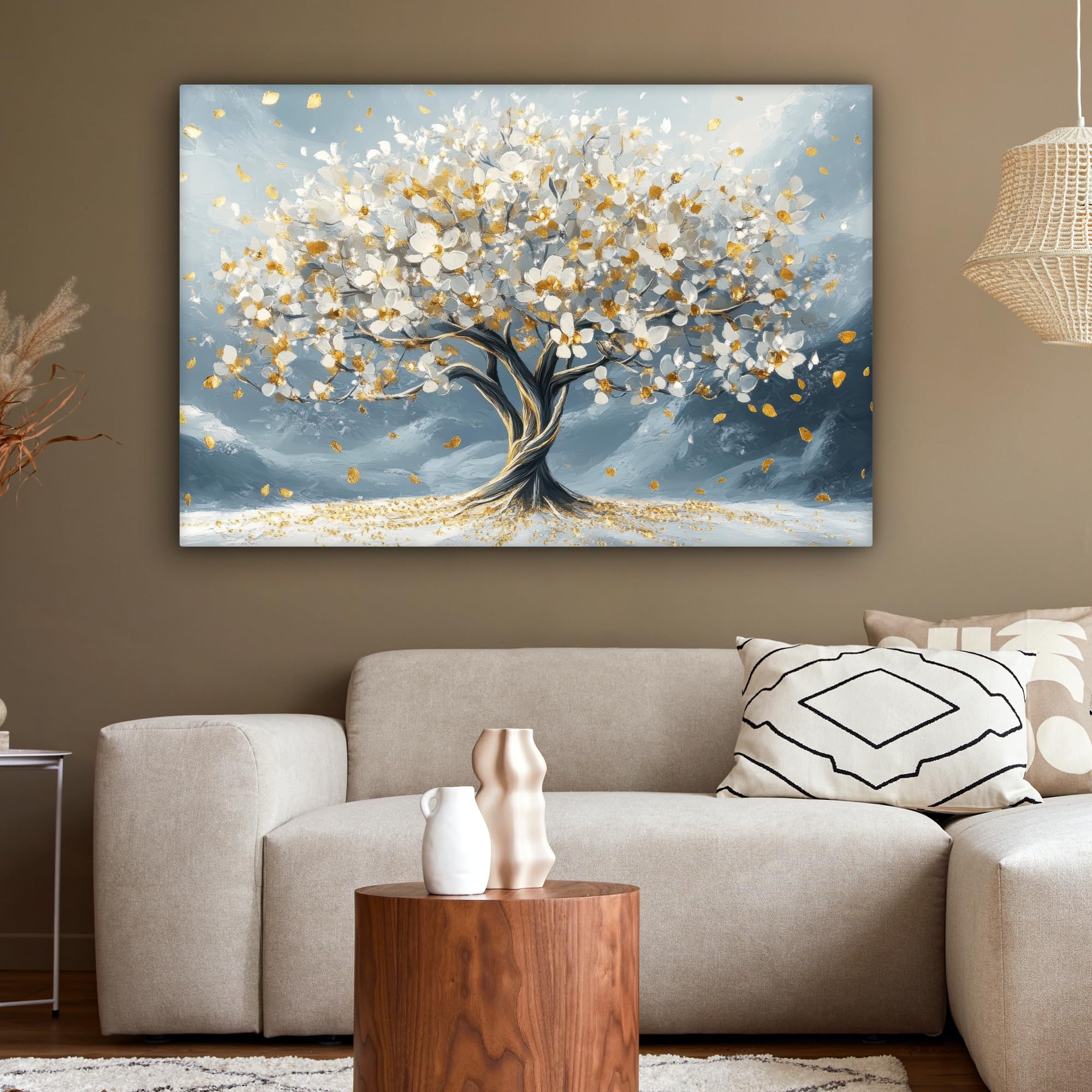 MuchoWow© Quadri Moderni Soggiorno 120x80 cm Regali Decorazioni Natilizie Poster Da Parete Muro Salotto Quadro Grande Con Cornice Stampe Su Tela Camera Da Letto Inverno - Albero della vita