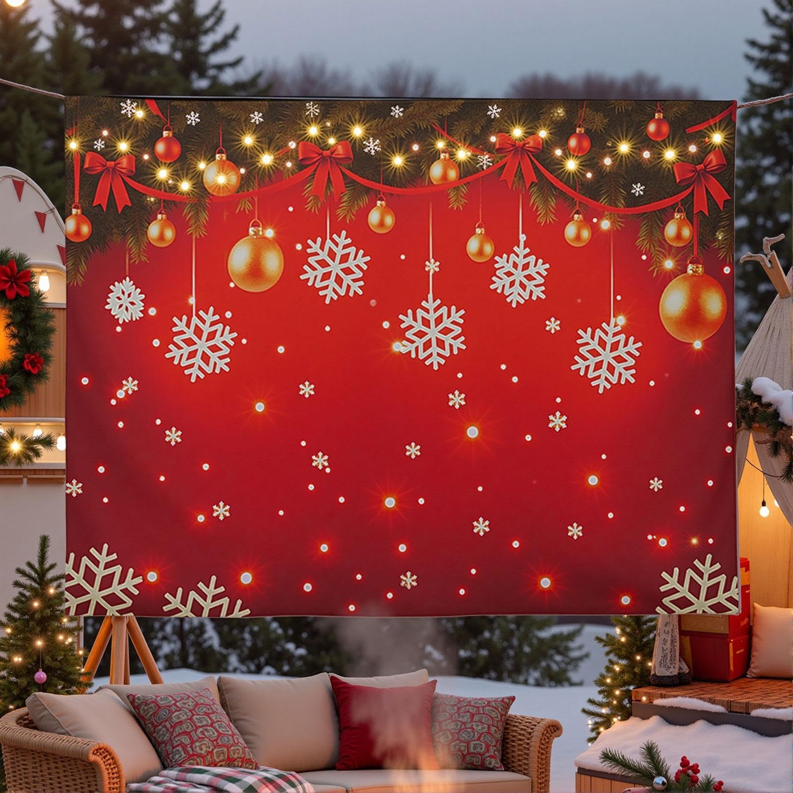 Fond Photographique De Noël De 2 x 1.5M Avec Motif De Guirlande Lumineuse