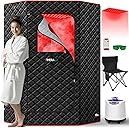 XL Infrared Sauna Box with True 660 & 850nm Red Light Therapy Lamp, Portable Red Light Sauna for Home, Full Body Steam Tent with 3L 1200w Steamer, 15 Levels Heat, Chair, Remote