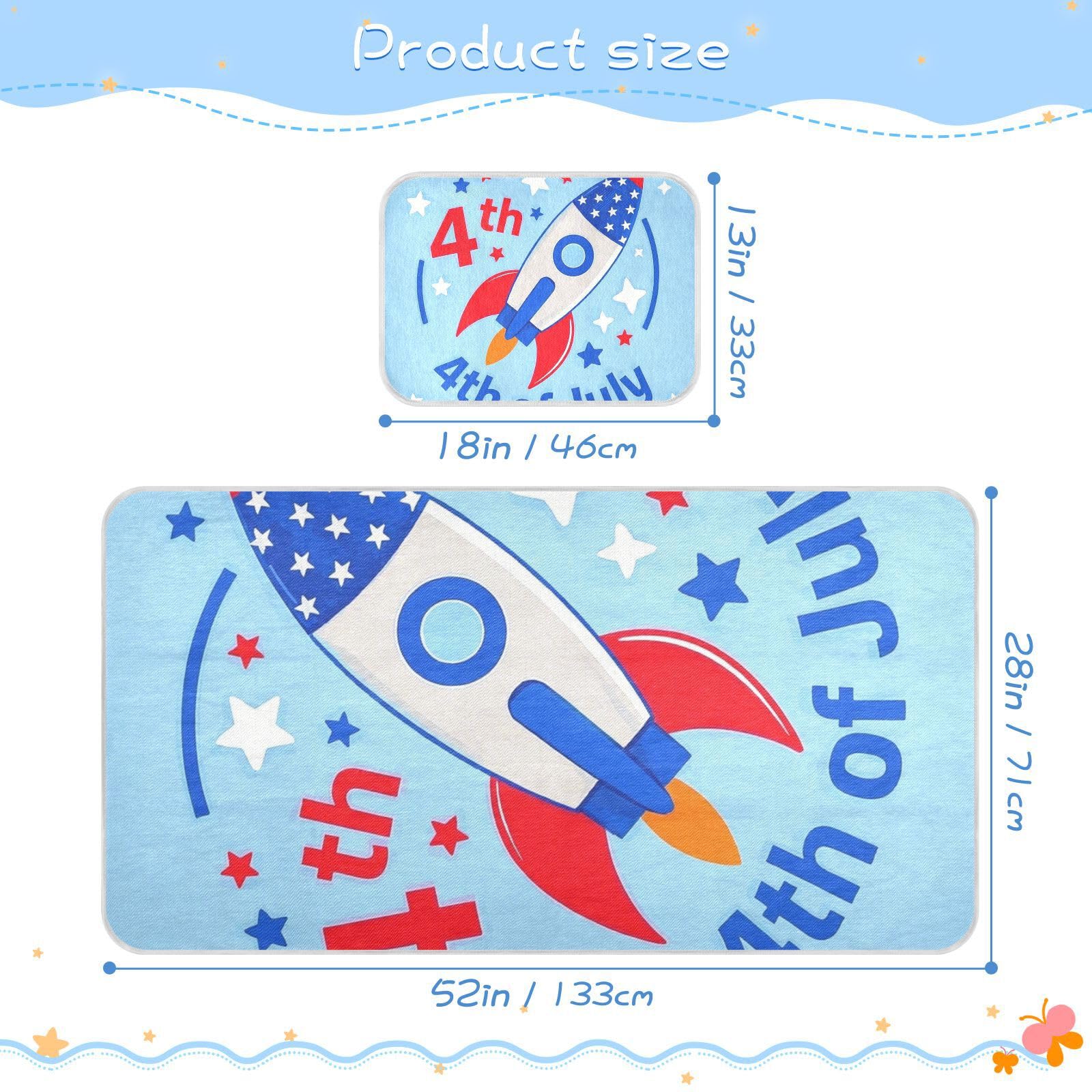 4th of July Independence Day Red and Blue Rockets Cooling Baby Mattress Pads 28