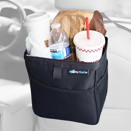 MyTidyCar - Cubo de basura para coche 3 bolsillos a prueba de fugas bolsa de basura para coche para vehículos