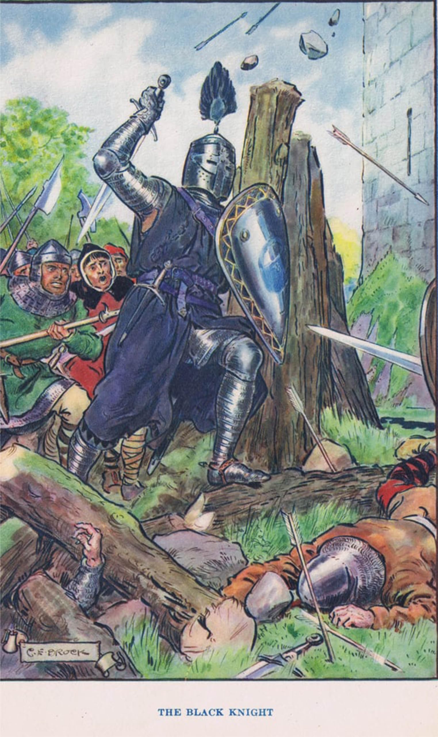ARTXLXXBN Famous Painting Art Wall Decor Abstract Art Picture the Besieged Castlethe Black Knight by Charles Edmund Brock Animal Pictures for Home Decor 60x90cm