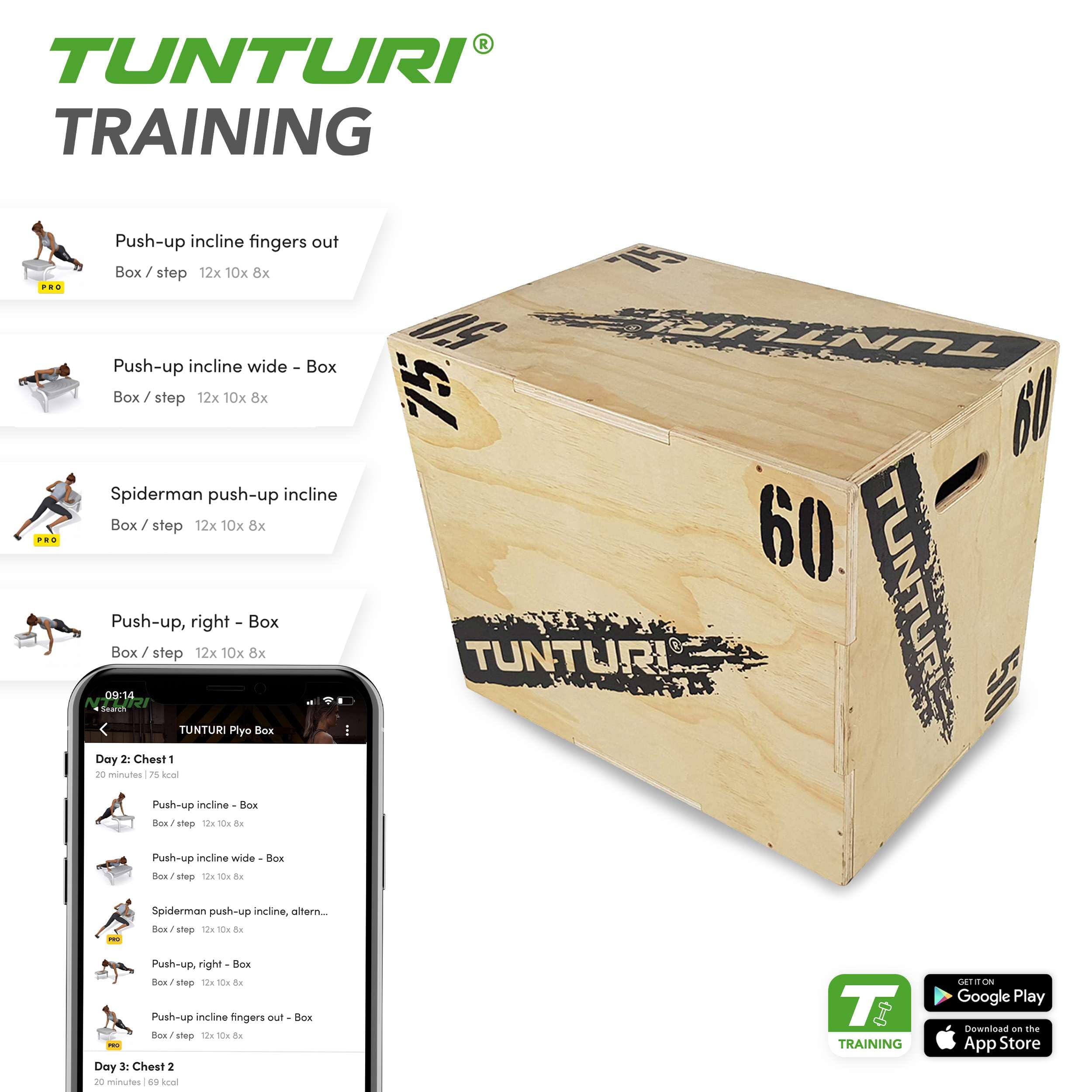 Tunturi Cajón Pliométrico Madera Tamaño: 50/60/75cm