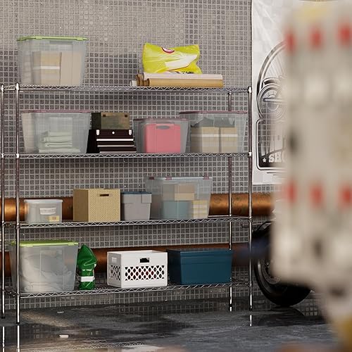 Miniatura 66 de Kit de estantería de alambre cromado de 4 niveles de 24 pulgadas de profundidad x 24 pulgadas de ancho x 64 pulgadas de alto Unidad de estante