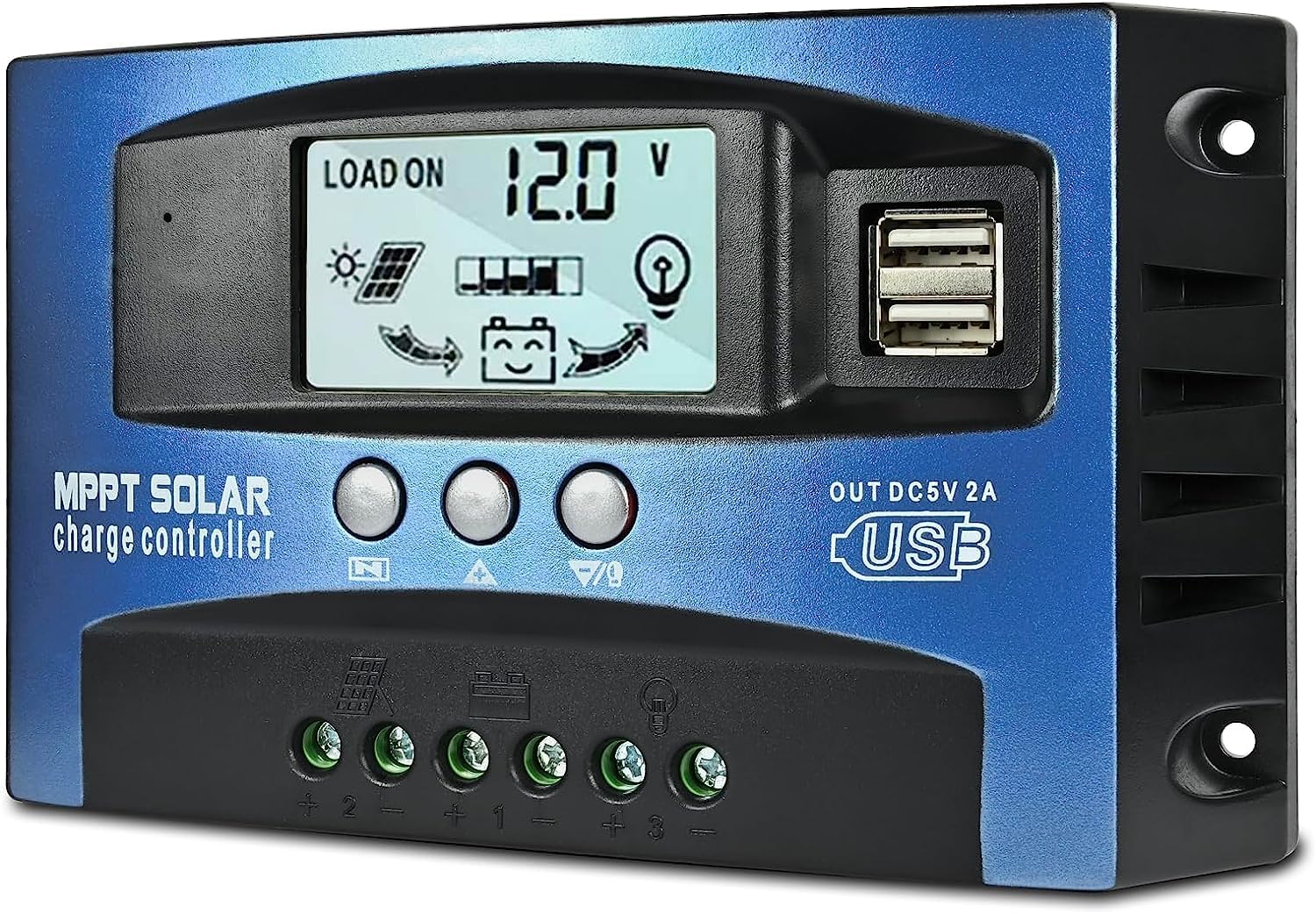 100A MPPT Solar Charge Controller, 12V/ 24V Solar Panel Battery Intelligent Regulator with Dual USB Port, LCD Display and Timer Setting ON/Off Hours