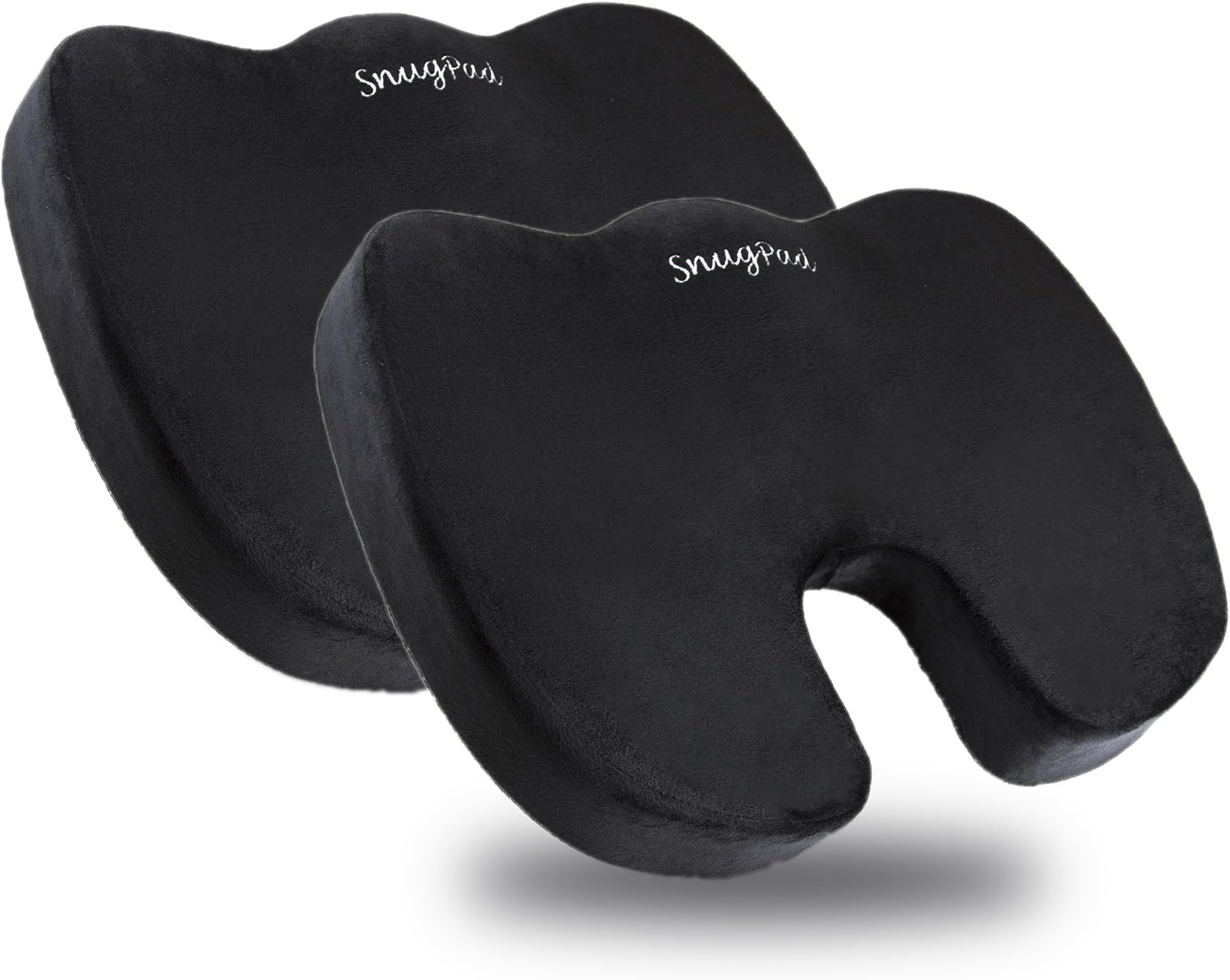 SnugPad Memory Foam Seat Cushion, for Sciatica, Back, Hip, and Tailbone Pain Relief, Firm Comfortable, Support for Office Chair, Wheelchair, Car. Non-Slip Orthopedic Memory Foam Coccyx Cushion 2 Pk