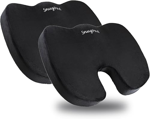 SnugPad cojín de asiento ortopédico de coxis de espuma viscoelástica para dolor de espalda, ciática y coxis, reduce el dolor de ciática y coxis,