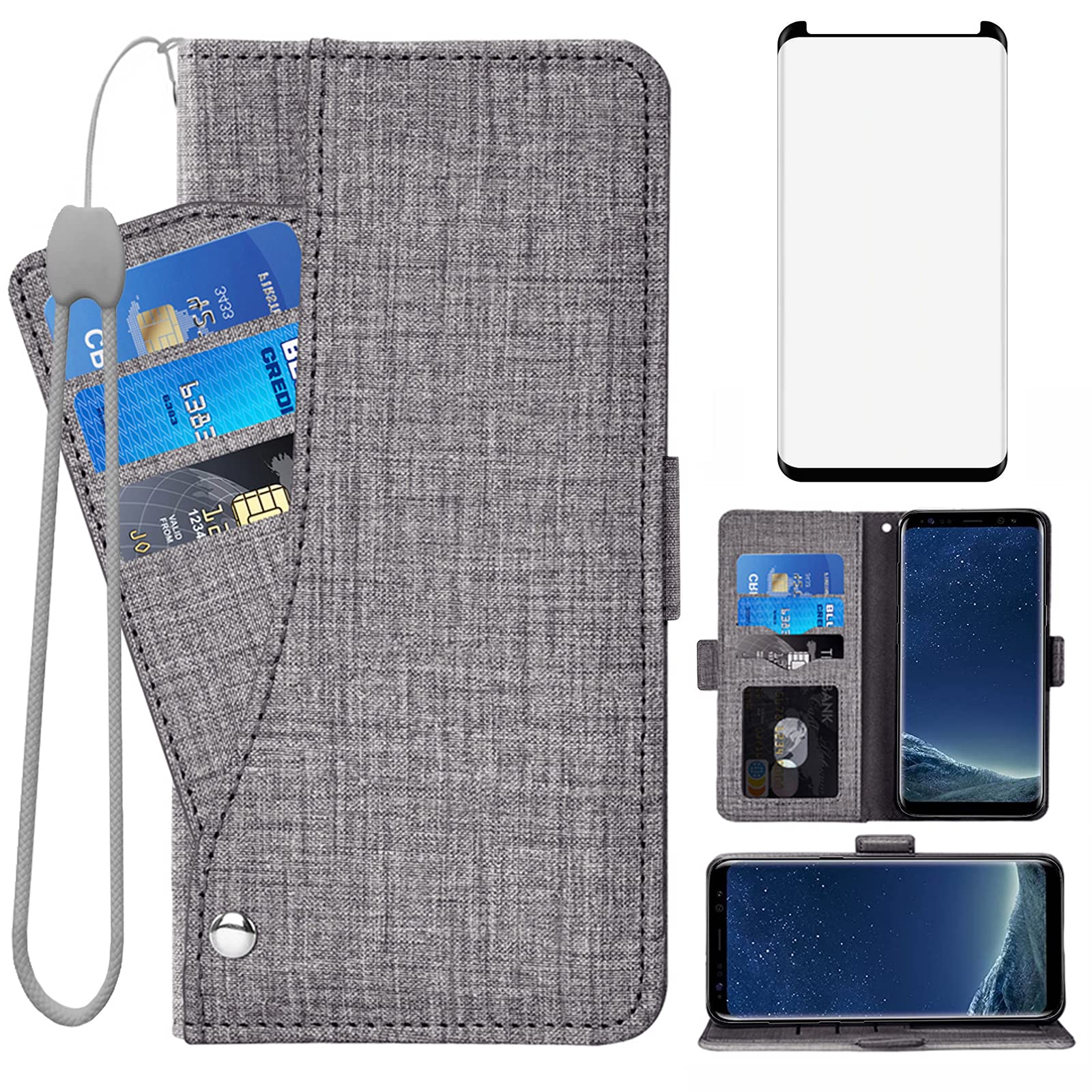 Funda para Samsung S8 Plus que protege la pantalla y guarda tarjetas 8