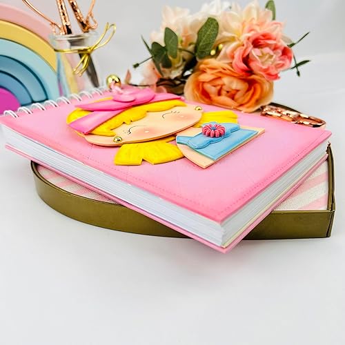 Miniatura 4 de Libreta hecha a mano para ninas y amantes de la escritura, libreta espiral decorada con aplique de niñas llamada Violeta. 100 paginas en el