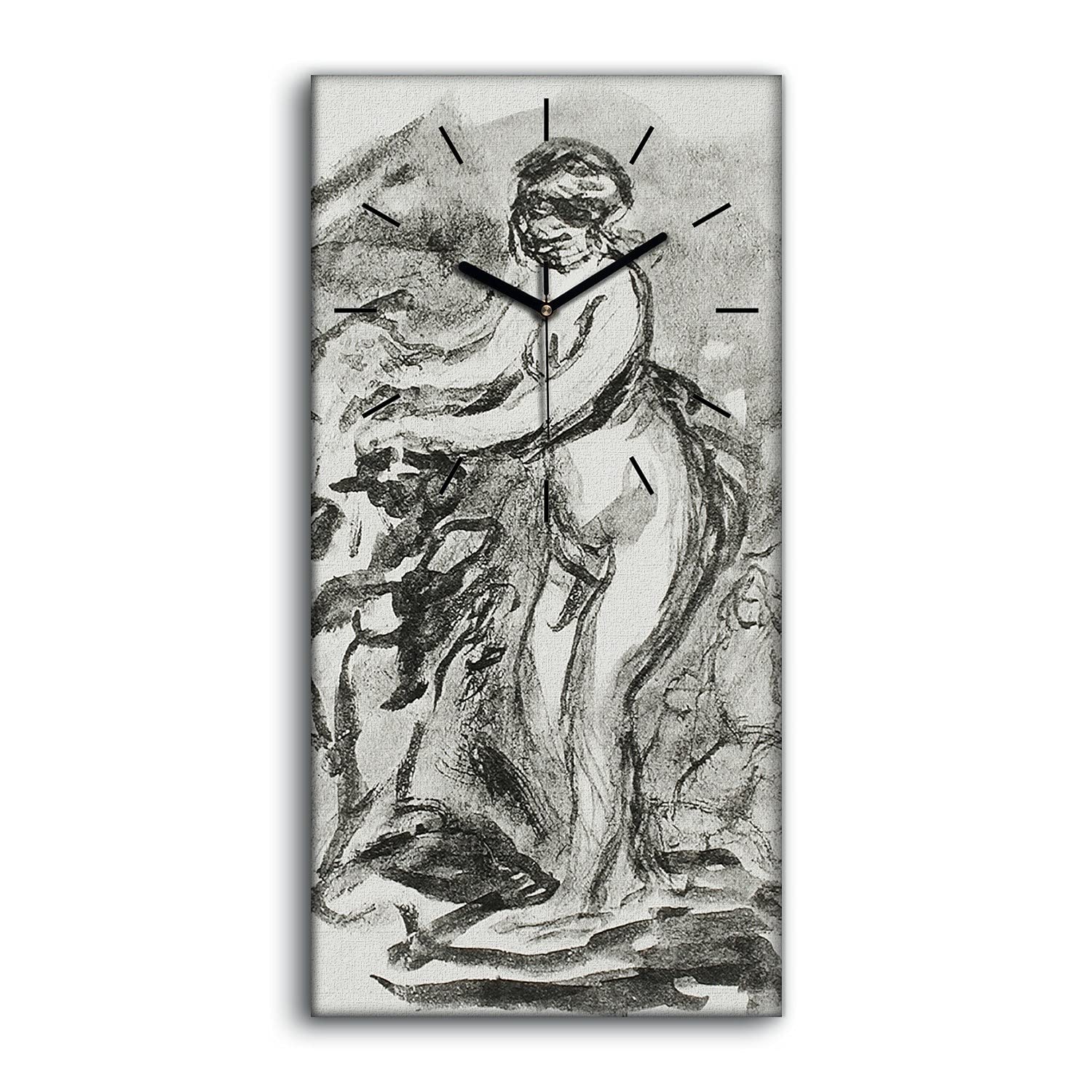 Image art mural salon moderne avec cette horloge sur toile au dessin d'esquisse
