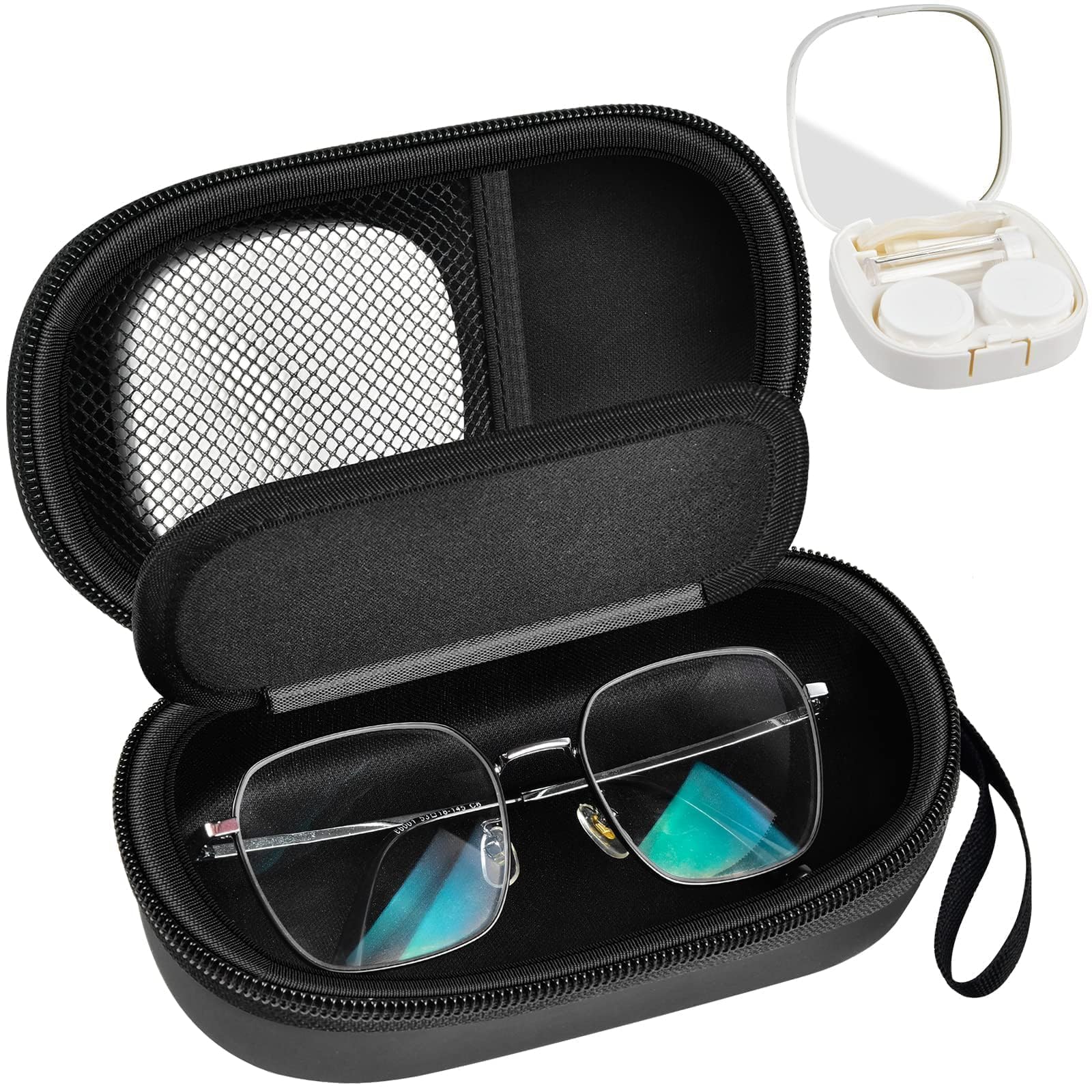 GWCASE 2-in-1 Travel Case for Eyeglasses/Sunglasses and Contact Lens Kit