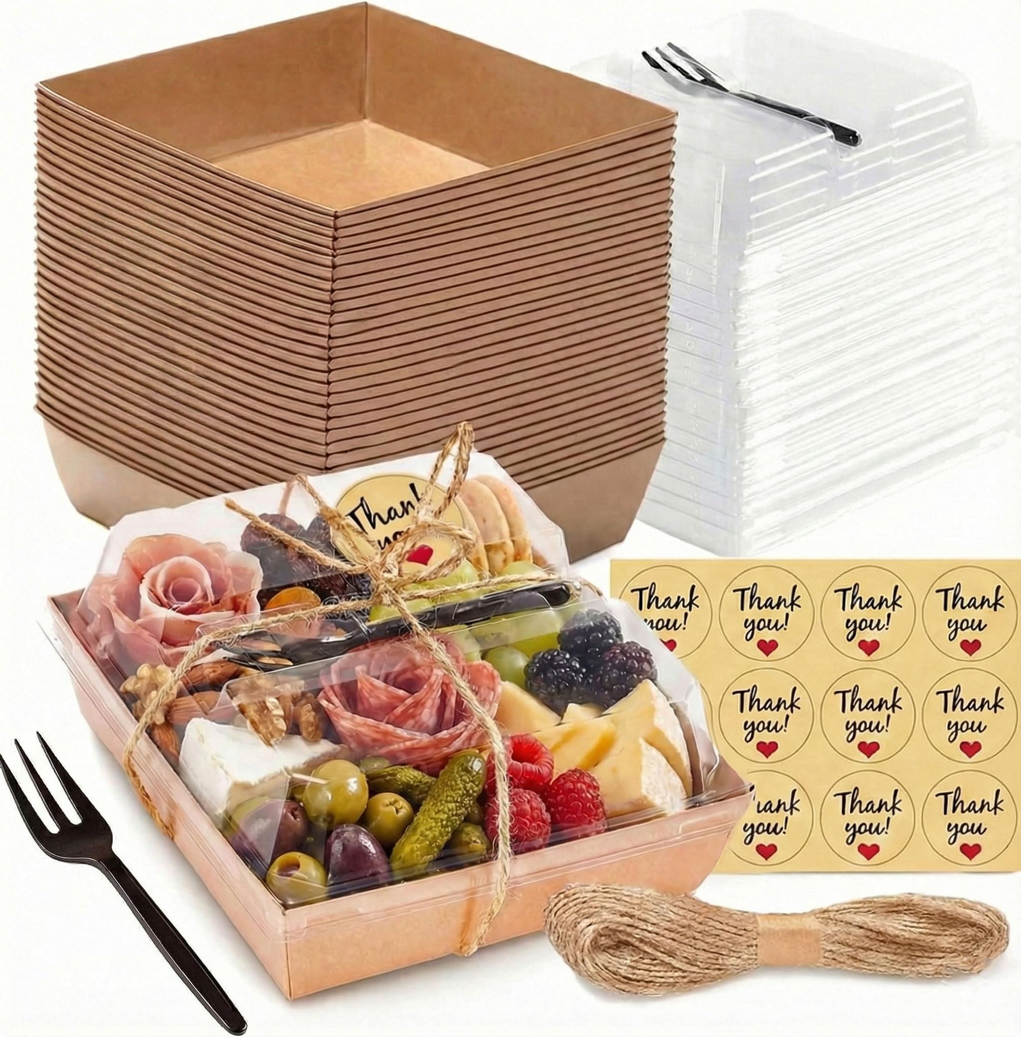 Leafiew 5 Inch Charcuterie Box with Fork Brown