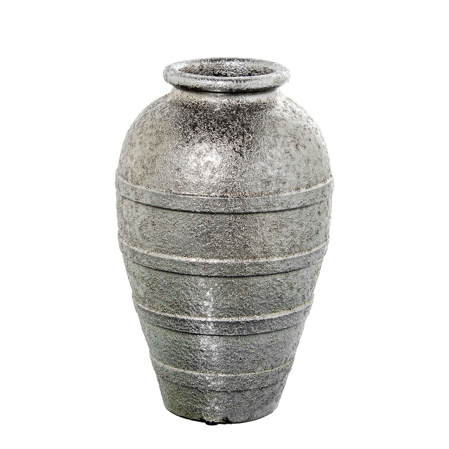 Bodenvase aus Keramik, silberfarben, 26 x 26 x 40 cm