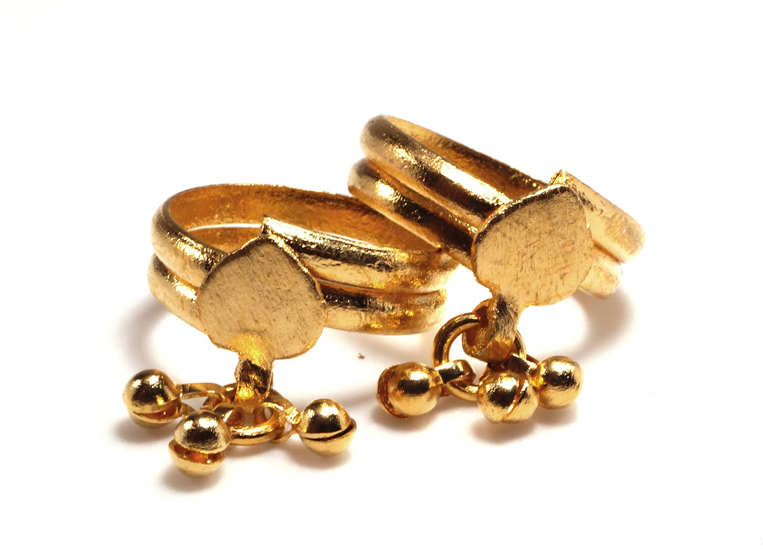 Deccani Handicrafts GoldenMetal Alloy (Panchaloha) Toe Ring for Women 2 Round Spring Type with a Leaf and Hanging Beads (B078TKJS5G) Amazon Price History, Amazon Price Tracker