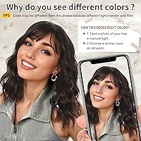 Vista 6 de AISI HAIR Peluca Bob Sintética Rizada y Ondulada Marrón Natural con Flequillo para Mujeres, 21-23 Pulgadas
