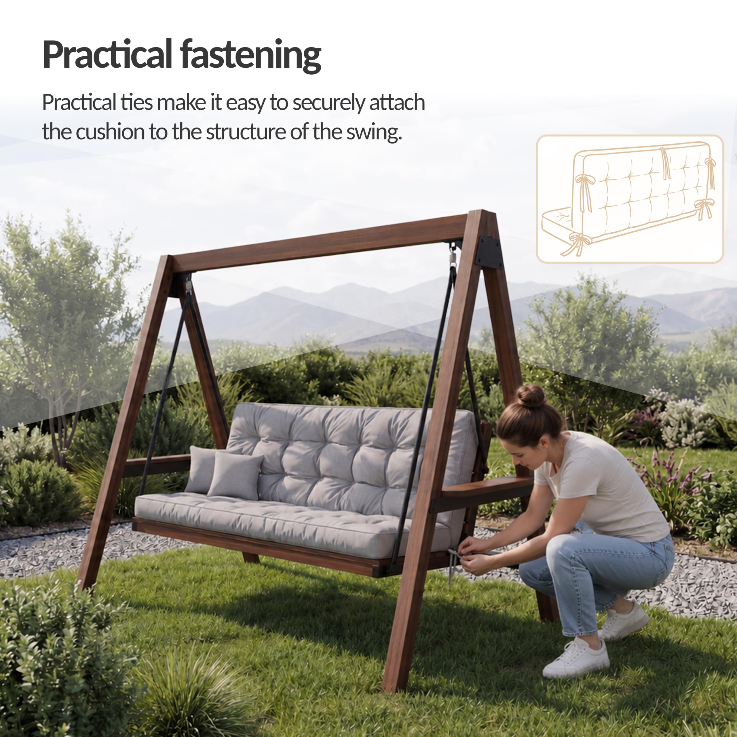 POKAR Coussin Balancelle Extérieur 180 cm | Salon de Jardin | Beige