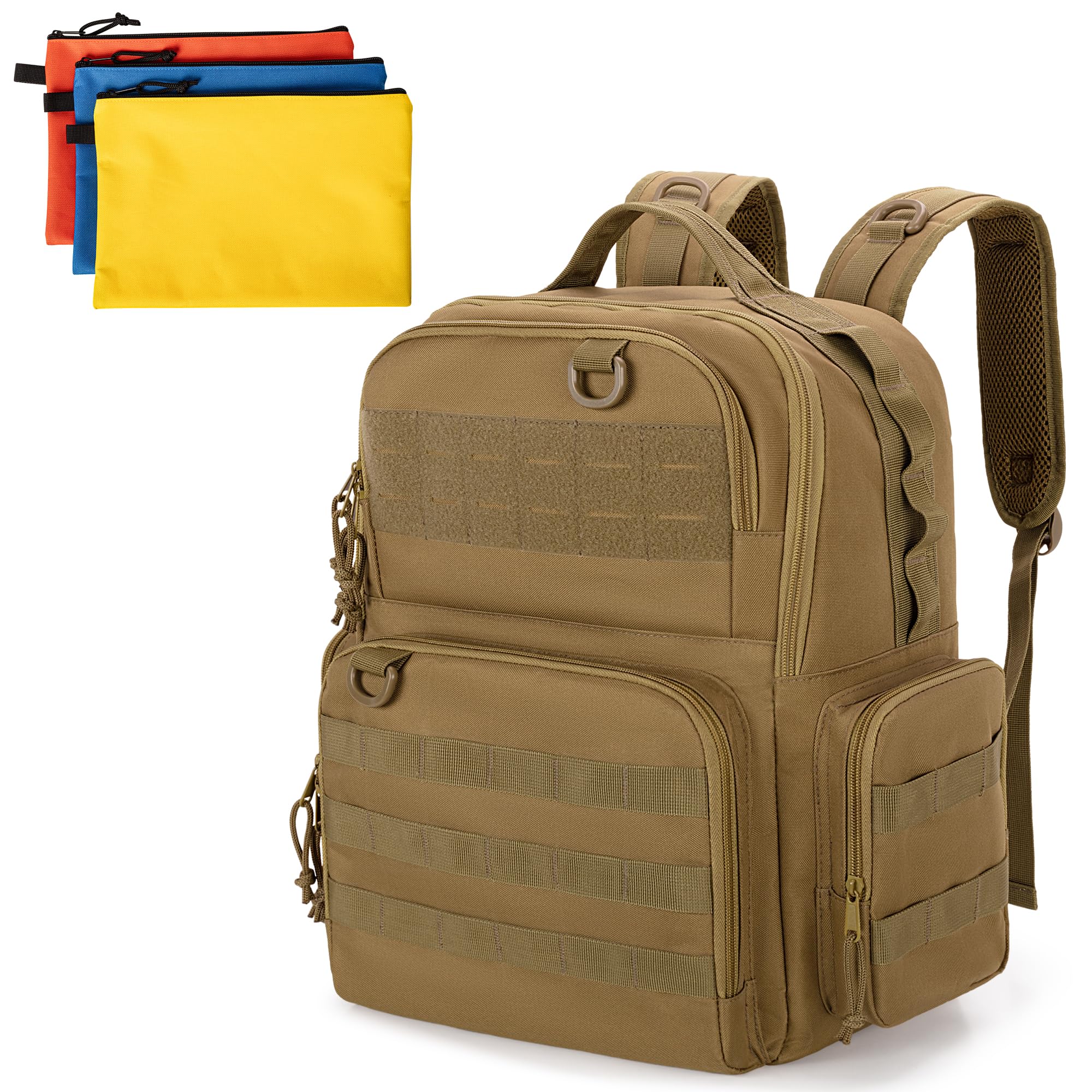 Rexmica Werkzeugrucksack für Herren mit 3 Kleine Werkzeugtaschen, Khaki | Organizer-Tasche zur Werkzeugaufbewahrung, Taktische Arbeitswerkzeugtasche für Elektriker, Handwerker