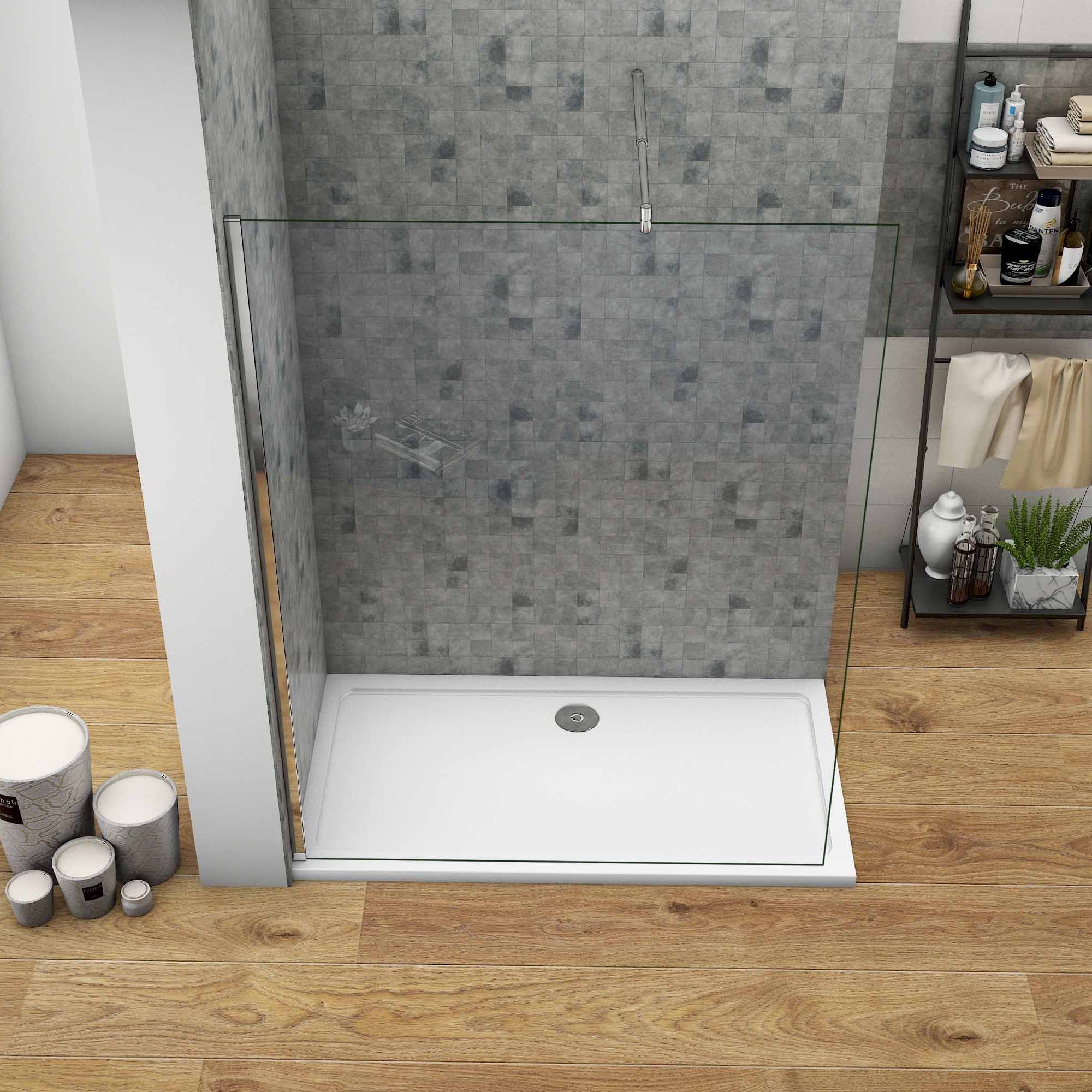 Mamparas de Ducha Pantalla Panel Fijo Perfil Cromado Cristal Antical 10mm Barra 70-120cm - 110x200cm