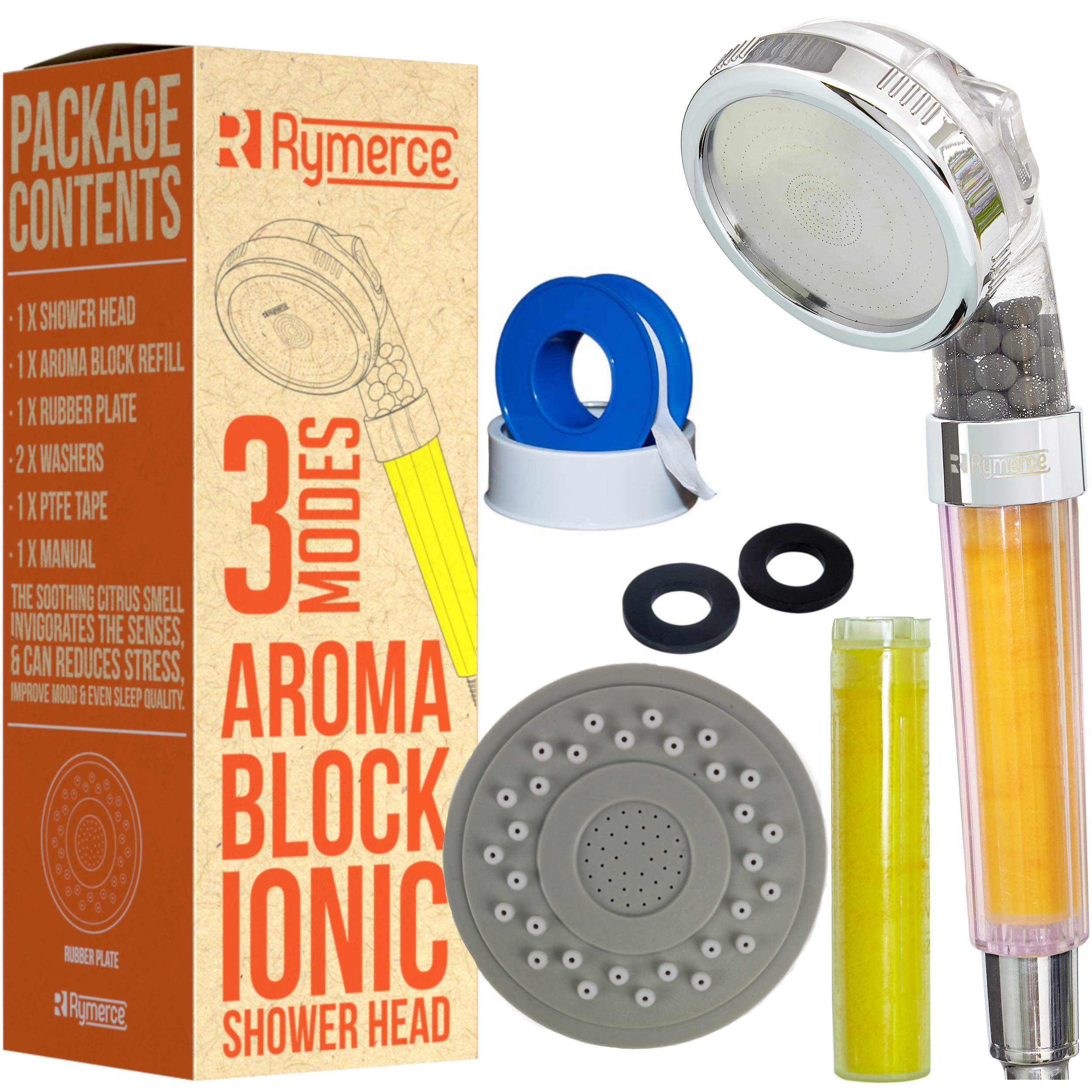 Ionic Shower Head Handheld Aroma - Vitamin C 3way Function Filter Bead Replacement High Pressure Water Saving