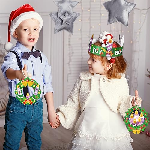 Miniatura 4 de Outus Corona de Adviento de Navidad, artesanía, pesebre religiosa, kits de manualidades de Adviento para niños, decoraciones de árbol de Navidad,