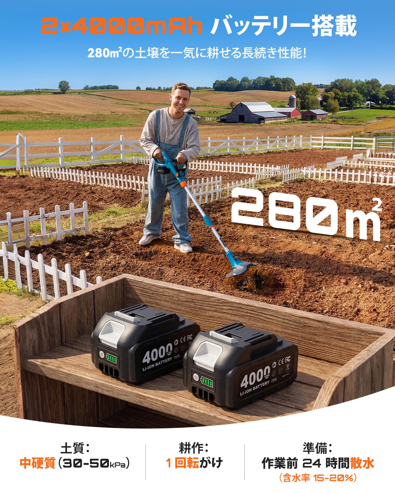 Amazon | SEESII 耕運機 家庭用 充電式 電動ミニ耕うん機 耕幅260mm 耕