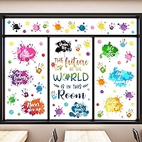 Vista 9 de Whaline 9 hojas de frases inspiradoras para el regreso a clases, calcomanías de ventana de salpicaduras de tinta colorida, calcomanías de ventana