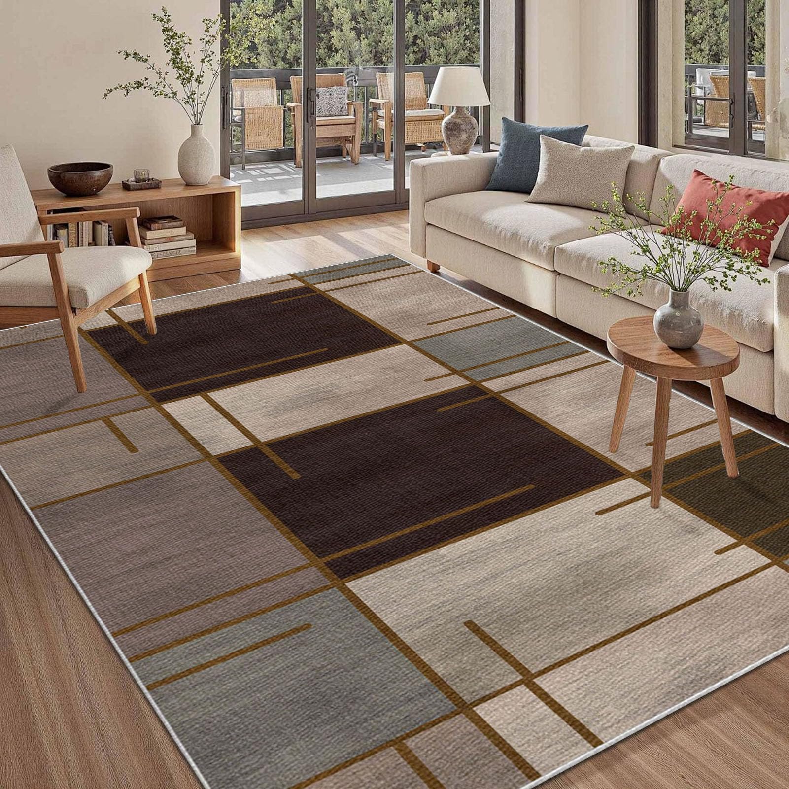 Tapis de salon vintage 200x280 lavable en machine pour salle à manger