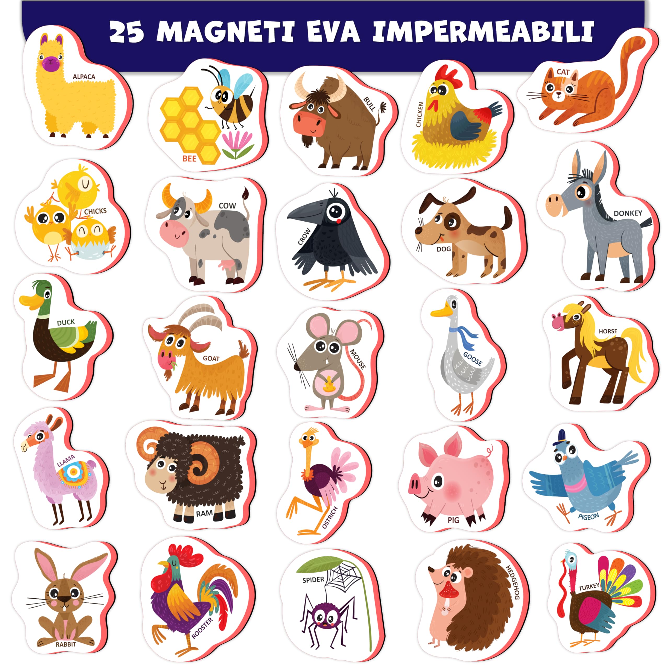 Little World 27 magneti per frigorifero in schiuma per bambini 1-3 – Magneti per bambini grandi – Magneti per frigorifero per bambini – Magneti per bambini – Magneti per animali