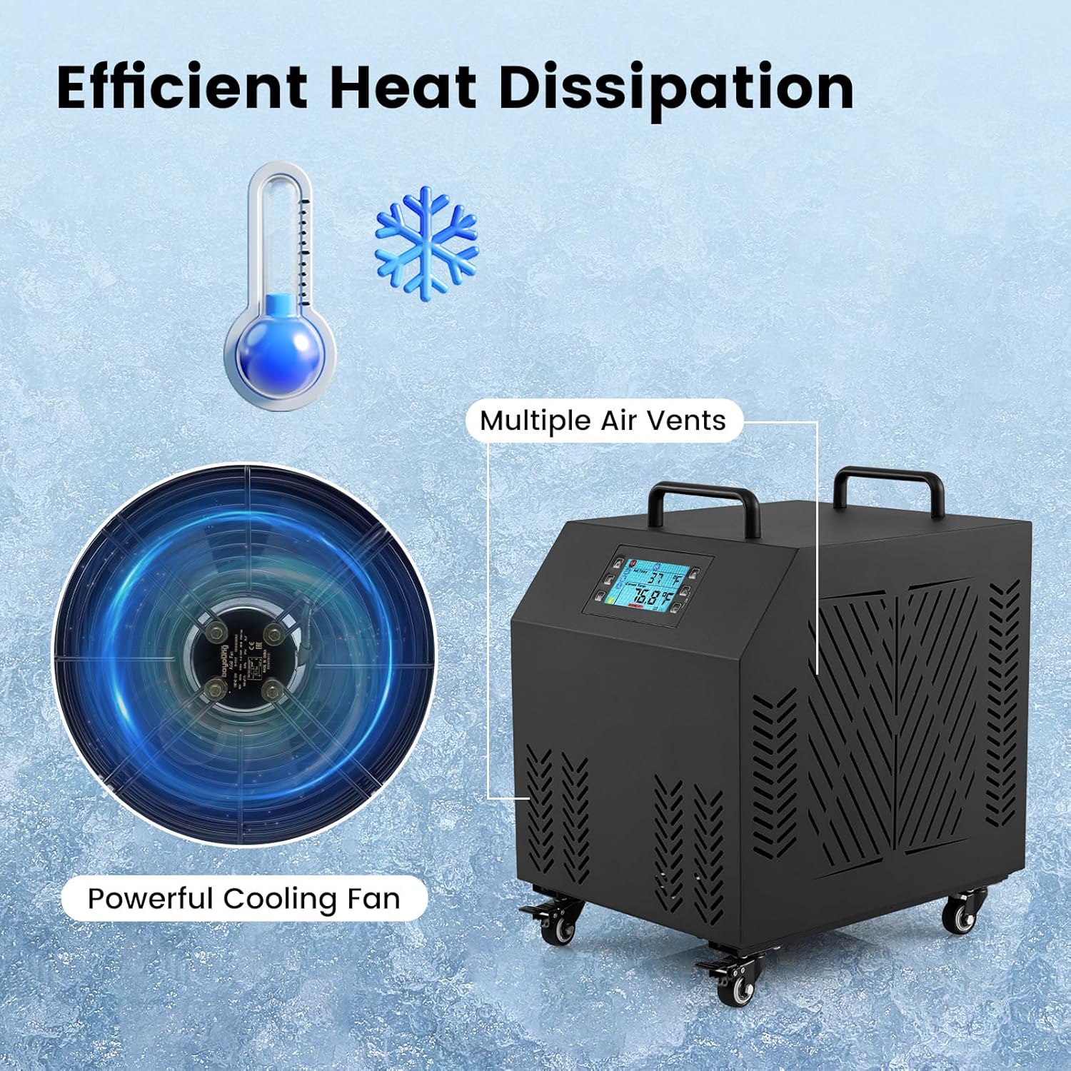 Refrigerador d'immersió freda GYMAX amb un potent ventilador de refrigeració i múltiples sortides d'aire