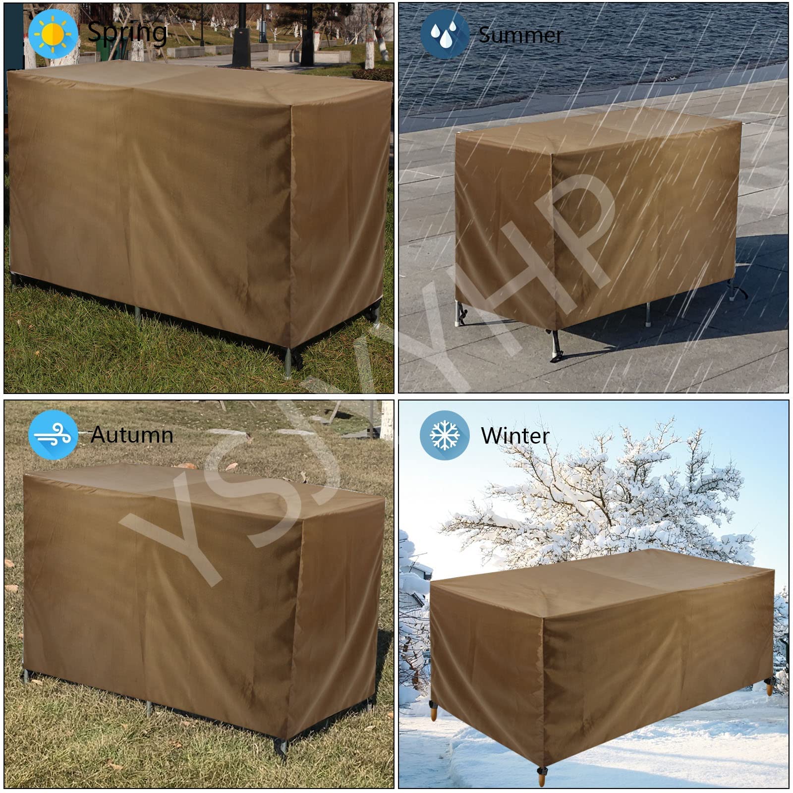 Copertura impermeabile per mobili da giardino, 200 x 160 x 75 cm, anti UV, per sedie rettangolari da esterno, marrone