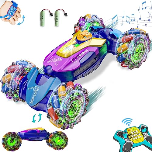 Miniatura 4 de Paquete de 3 juguetes de control remoto con detección de gestos para edades de 5 a 7 a 13 años, con luces en aerosol musical, 4WD 360 Spins All