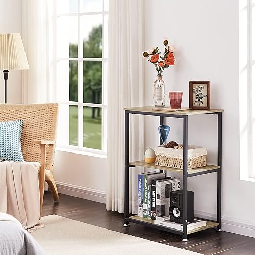 Miniatura 4 de VECELO Mesa auxiliar de extremo alto, mesita de noche de 30 pulgadas de altura con estante de almacenamiento de 3 niveles para sala de estar,