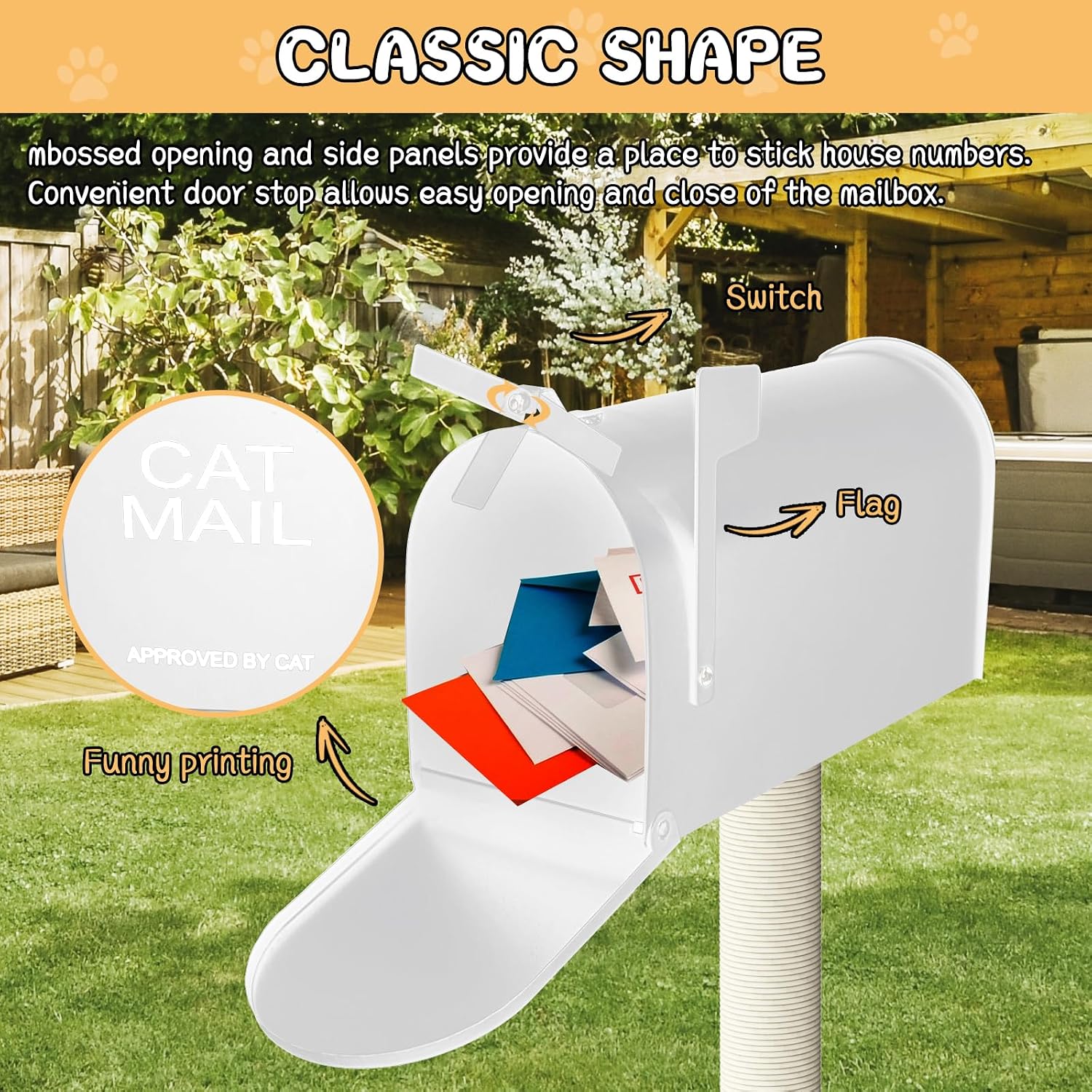 review 40in Outdoor Cat Scratching Post,Cat Toys for Outdoor Steel Mailbox In-Ground with PVC Sisal Post (White)