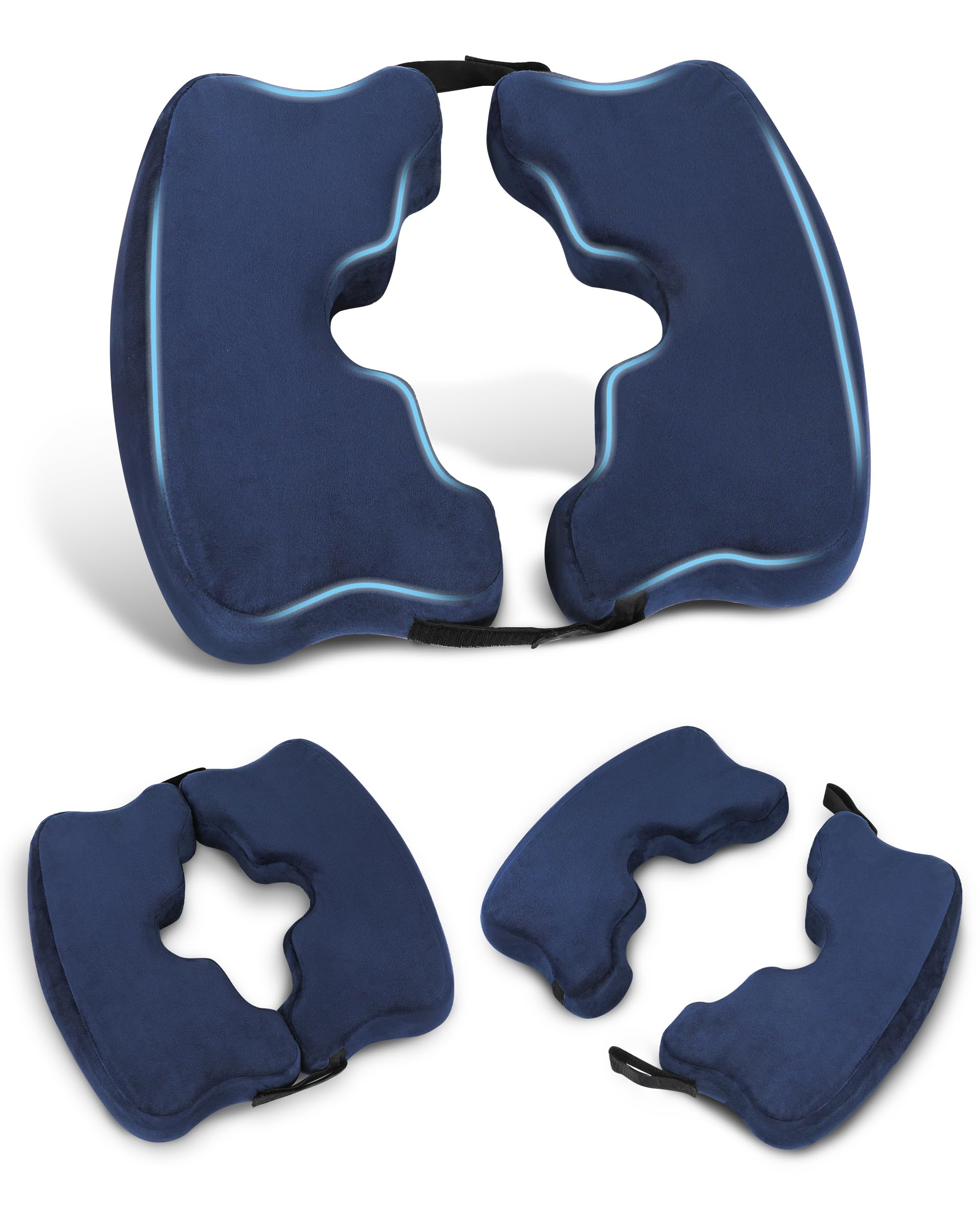 HOMCA Coussin en Mousse à Mémoire - Coussin Anti-escarres Adapté à un Alitement Prolongé, Coussin de Fessier Amovible et Réglable (Bleu HOMCA Coussin en Mousse à Mémoire - Coussin Anti-escarres Adapté à un Alitement Prolongé, Coussin de Fessier Amovible et Réglable (Bleu