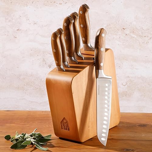 Miniatura 3 de Bloomhouse - Two Time Oprah's Favorite Things Ganador - Juego de 7 cuchillos de cocina de madera de olivo italiano con cuchillos de acero inoxidable