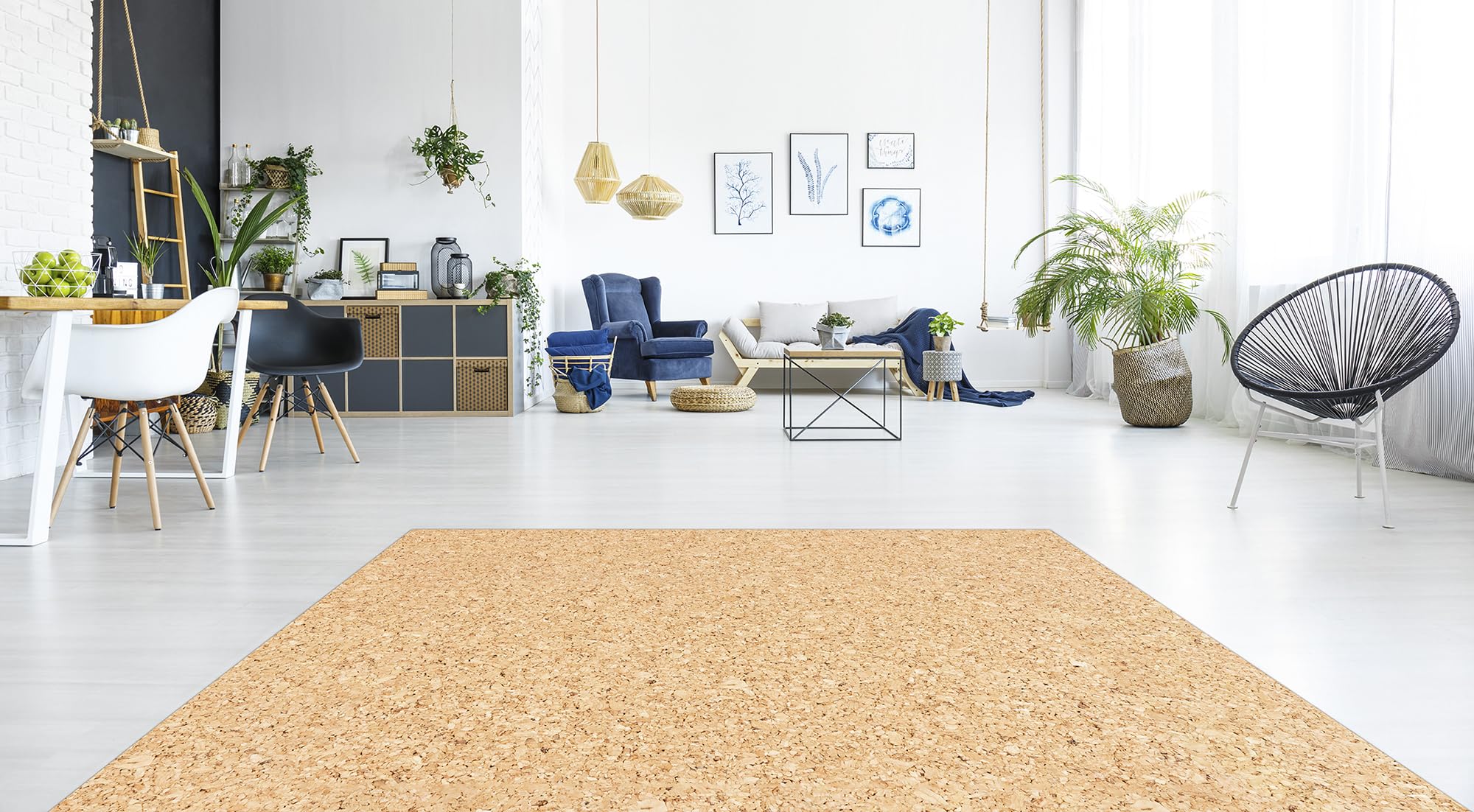 DobleUve Estudio Tapis Vinyle imprimé Liège | 140x200 cm | Tapis Cuisine | Tapis de Salon Antidérapant Antifongique Ignifuge | Tapis Enfants | Tapis Bain PVC | Tapis PVC
