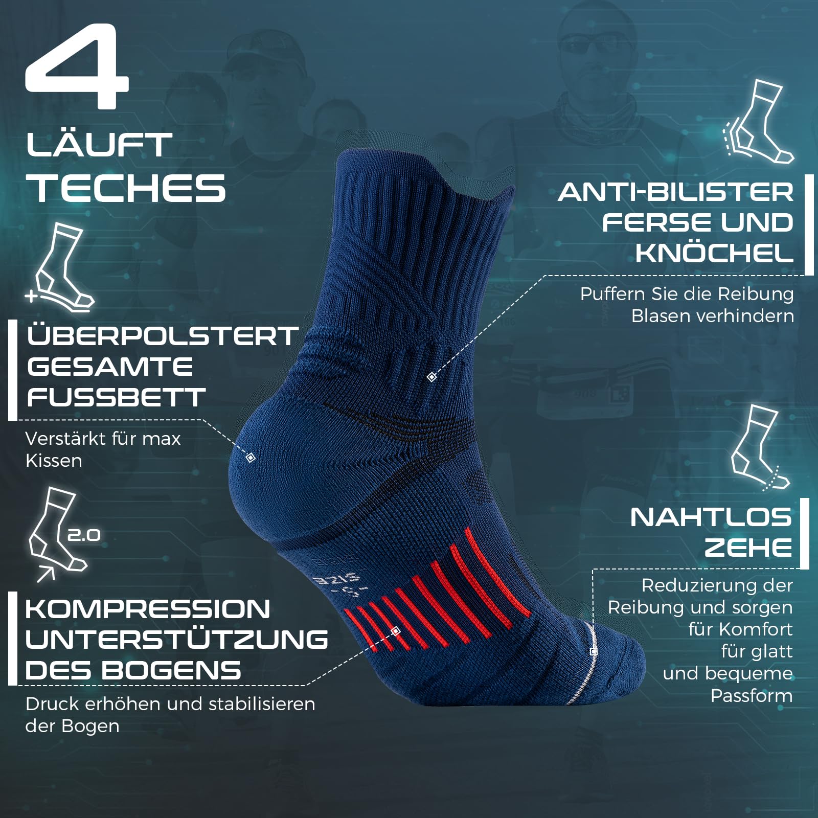 Rahhint Coolmax - Calcetines de senderismo para verano, 5 pares, antiburbujas, transpirables, para hombre y mujer