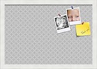 Vista 84 de PinPix Tablero de anuncios de corcho de 12 x 12 pulgadas. Este tablero decorativo enmarcado viene con diseño de círculos B W y un marco blanco