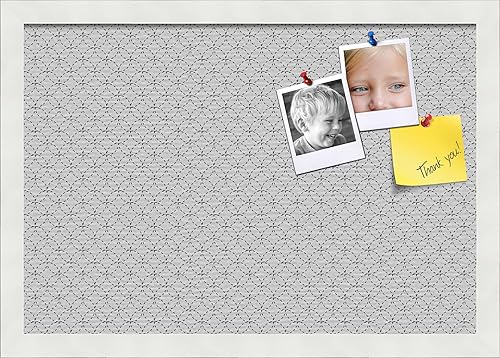 Miniatura 84 de PinPix Tablero de anuncios de corcho de 12 x 12 pulgadas. Este tablero decorativo enmarcado viene con diseño de círculos B W y un marco blanco