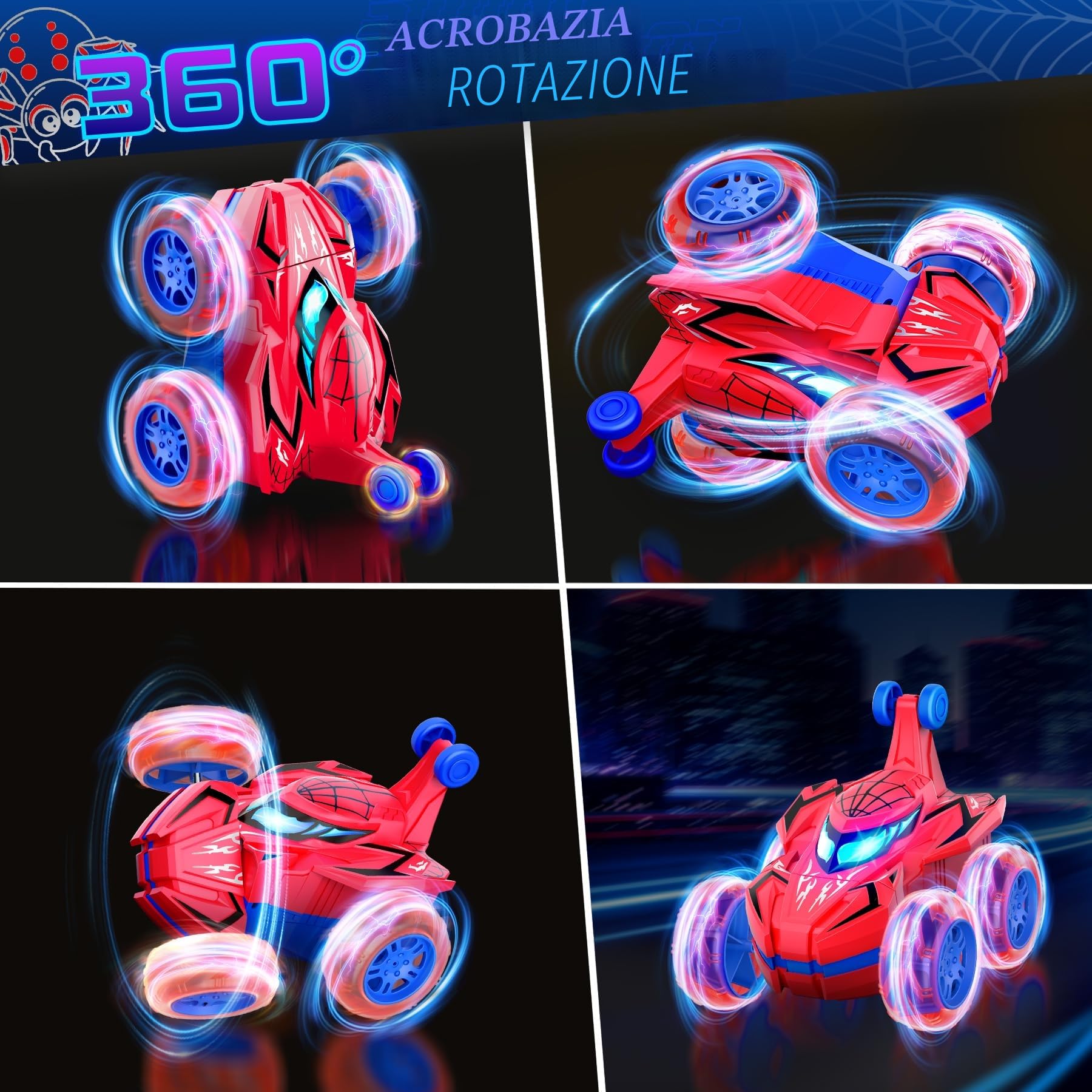 Ophy Macchina Telecomandata per Bambini, Giochi Bambini 3 4 5 6 7 8 9 Anni, Regalo Bambino 3 4 5 6 7 8 9 Anni, Giocattolo per Auto Telecomandata Acrobatica per bambini, Spider Car