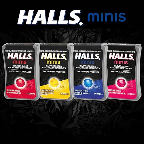 Miniatura 9 de Halls Minis - Gotas para la tos sin azúcar, sabor a limón, 24 gotas