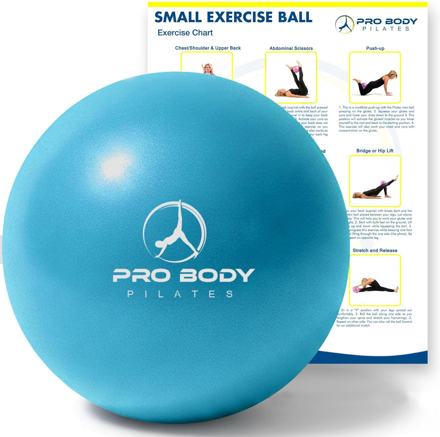 ProBody Pilates Ball 9 Inch – Small Exercise Ball for Stability, Barre, Core, Ab Workouts, Yoga, & Physical Therapy