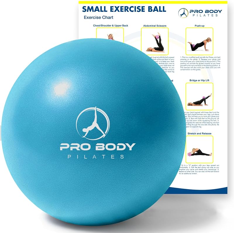 Ball Small — 9 Inch Small Yoga Ball | Anti-Burst PVC, Clinic Grade, Between-Knees Stabilizer, Postpartum Recovery, Small Exercise Ball, Inflator
