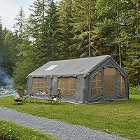 Vista 26 de Coody - Tiendas de campaña inflables de lona con gato de estufa, tienda de campaña familiar de haz de aire de primera calidad, lona de algodón